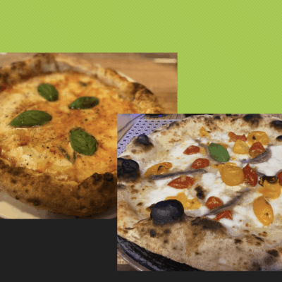 Delicious Neapolitan pizzas with toppings.