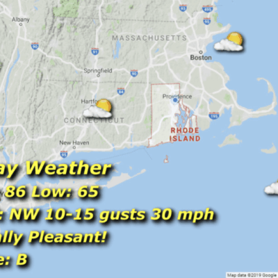 Friday weather map: partly sunny, pleasant.