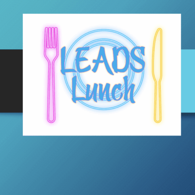 Leads Lunch event logo with fork and knife.