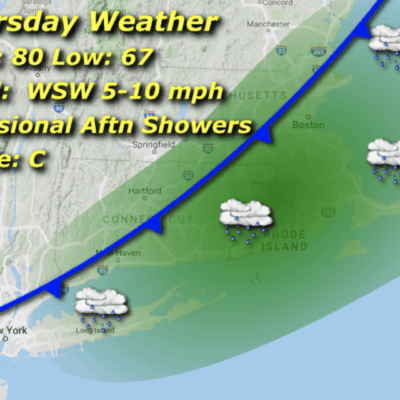 Thursday weather forecast: showers, 80/67.