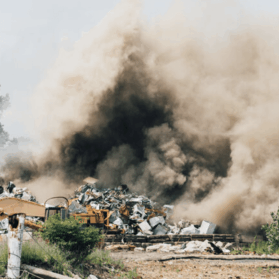 Large fire at scrap metal recycling plant.