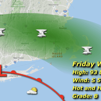 Friday weather map: hot, humid, grade B.