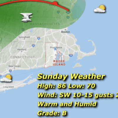 Sunday weather map: high 86, low 70.