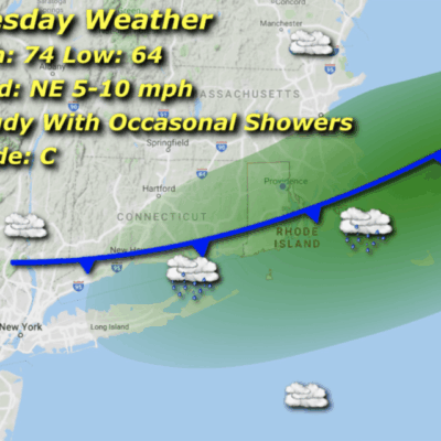 Tuesday weather: Cloudy with showers. Grade C.