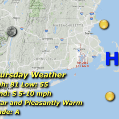 Thursday weather map: New England, clear & warm.