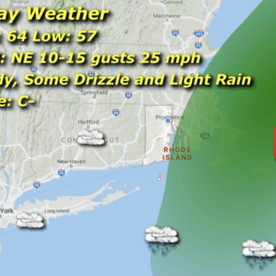 Friday weather: cloudy, drizzle, light rain.