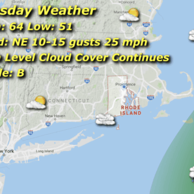 Tuesday weather forecast map, New England.