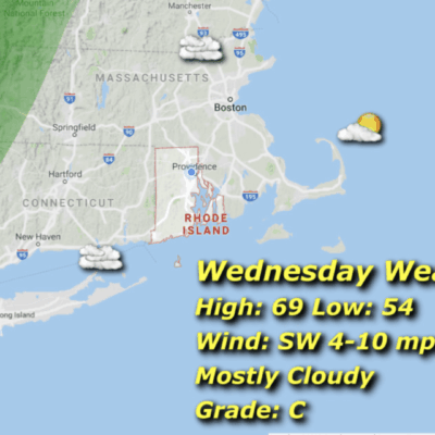 Rhode Island Wednesday weather map.