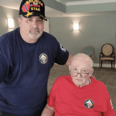 Veteran son with his elderly father.