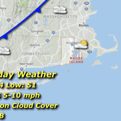 Thursday weather map: partly sunny, 74/51.