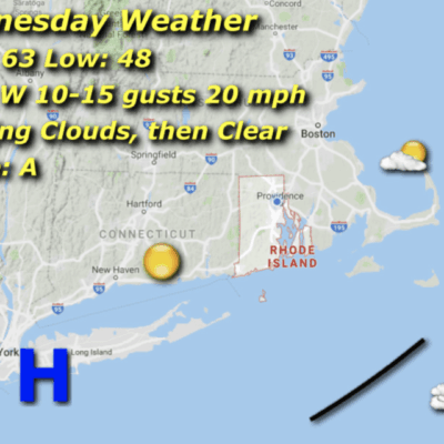 Wednesday weather: high 63, low 48.