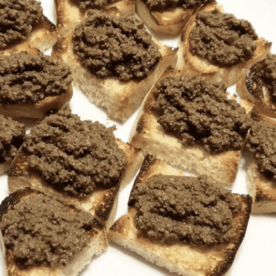 Toasted bread with brown liver pt.