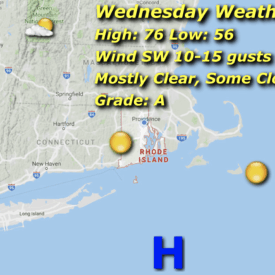 Wednesday weather map: Rhode Island, 76/56.
