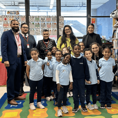 Teachers and students in a classroom.