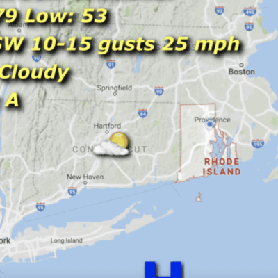 Rhode Island weather: partly cloudy, 79/53.