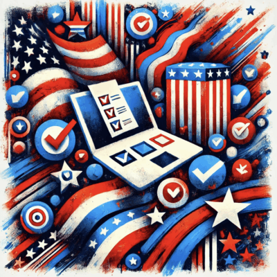 Here's an alt tag for the image: American election, online voting, ballot.