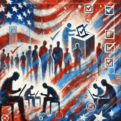 American election, voting, people casting ballots.