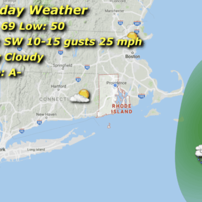 Rhode Island weather: partly cloudy, 69/50.