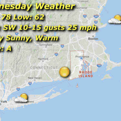 Wednesday weather: mostly sunny, warm, 78/62.