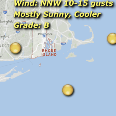 A map of the coast with three locations marked.