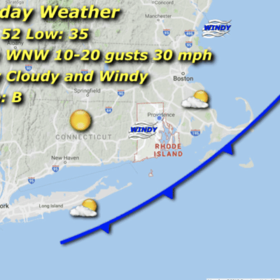 A map of the weather in rhode island.