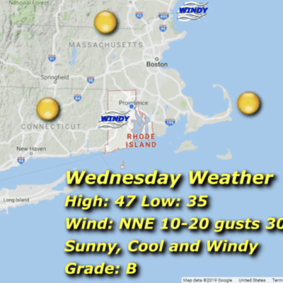 A map of the weather in rhode island.