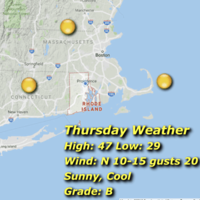 A map of the weather in rhode island.