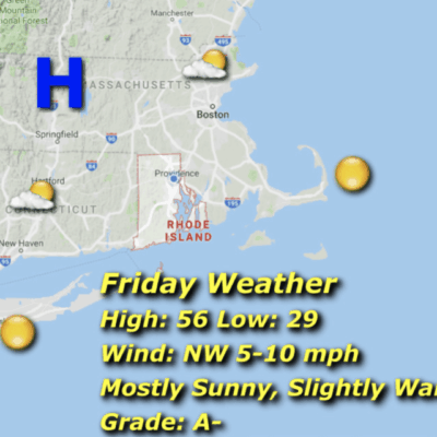 A map of the weather in rhode island.