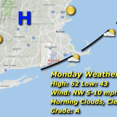 A map of the weather in connecticut.