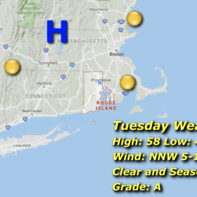 A map of the weather in massachusetts.
