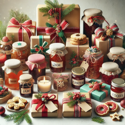 A table filled with lots of different types of gifts.