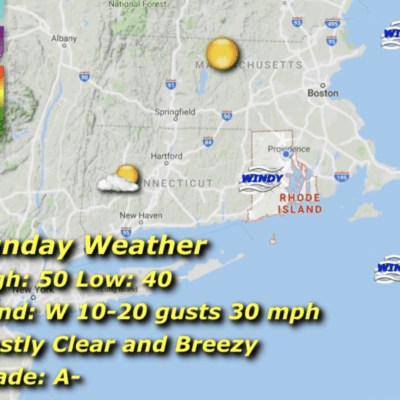 A map of the weather in rhode island.