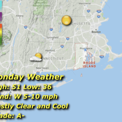 A map of the weather in rhode island.