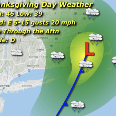 A map of the weather for thanksgiving day.