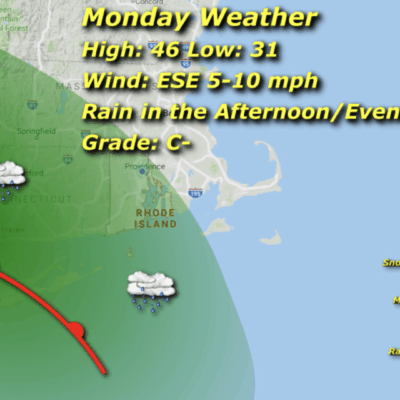 A map of the weather in rhode island.