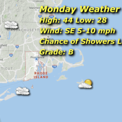 A map of the weather in rhode island.