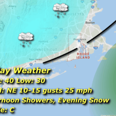A map of the weather in rhode island.