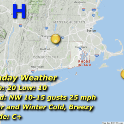 A map of the weather in rhode island.