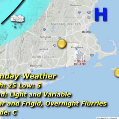 A map of the weather in rhode island.