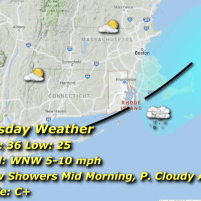 A map of the weather in connecticut.