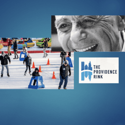 A collage of photos with the providence rink logo.