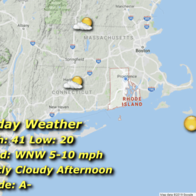 A map of the weather in rhode island.