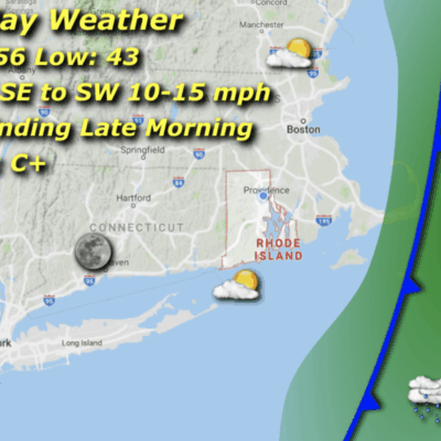 A map of the weather in rhode island.