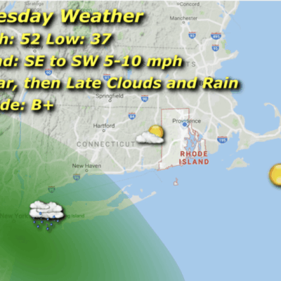 A map of the weather in rhode island.