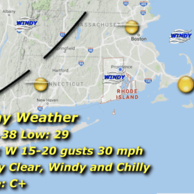 A map of the weather in rhode island.