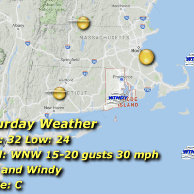 A map of the weather in new england.