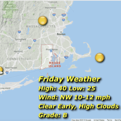A map of the weather in rhode island.