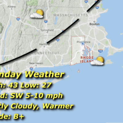 A map of the weather in rhode island.