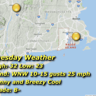 A map of the weather in rhode island.
