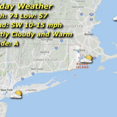 Weather map: partly cloudy, warm, grade A.